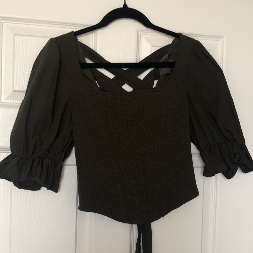 Anthropologie Green Corset Top - Picture 6 of 6